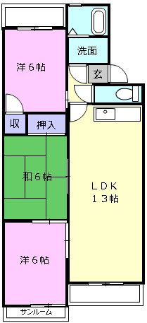 津市大谷町のマンションの間取り