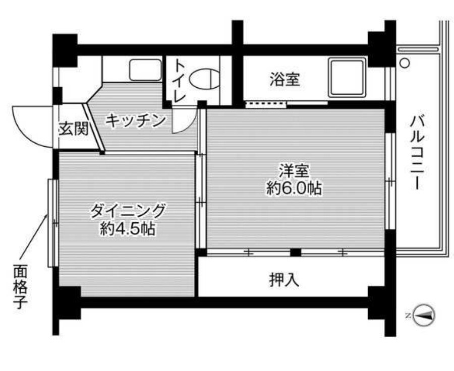 姫路市城東町毘沙門のマンションの間取り