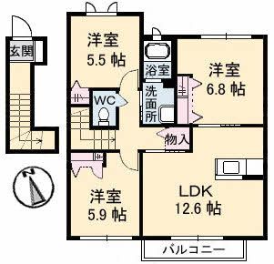 セントラル　ヴィラッジュ　Ｂ棟の間取り