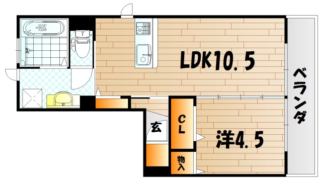 下関市丸山町のアパートの間取り