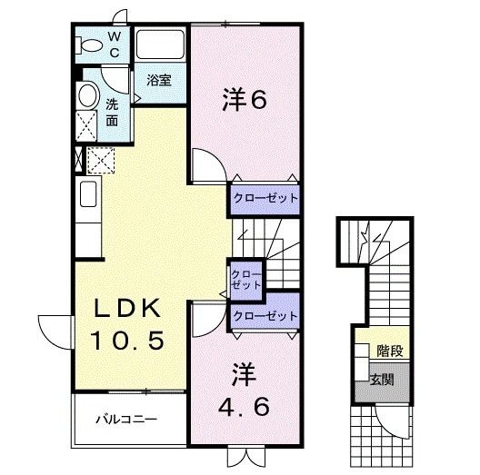 愛媛県新居浜市庄内町２（アパート）の賃貸物件の間取り