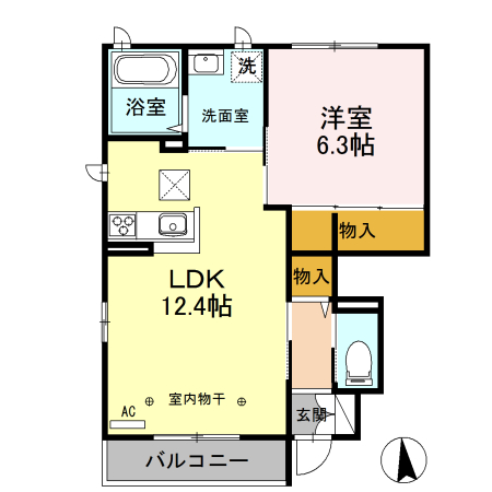 熊谷市広瀬のアパートの間取り