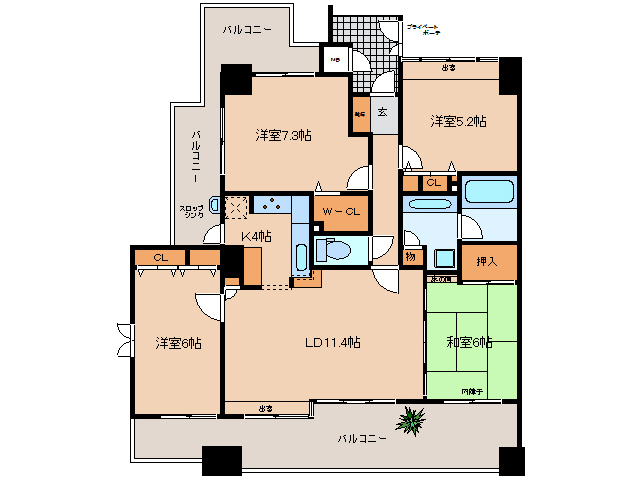 岩国市今津町のマンションの間取り