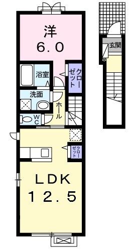 十和田市東十四番町のアパートの間取り