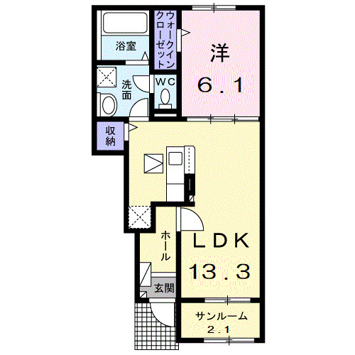 富山市手屋のアパートの間取り