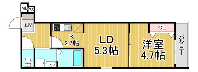 西宮市川西町のアパートの間取り