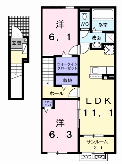 胎内市二葉町のアパートの間取り