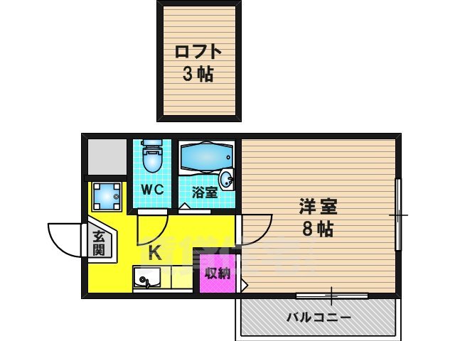 京都市西京区桂上野中町のマンションの間取り