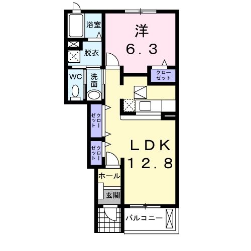 桐生市新里町山上のアパートの間取り