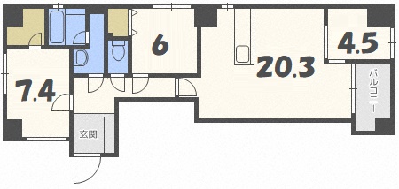 【札幌市中央区南三条西のマンションの間取り】