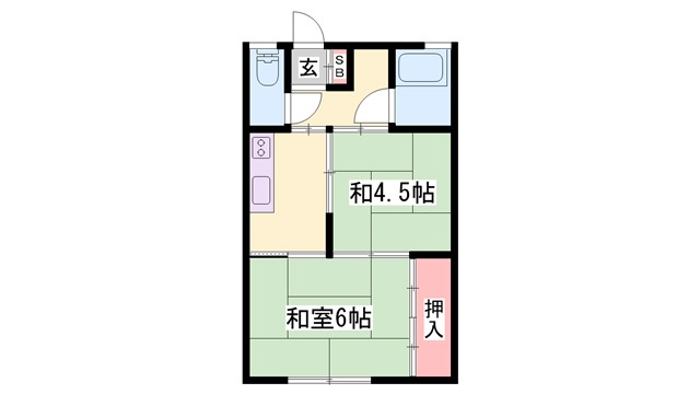 加古川市尾上町養田のアパートの間取り