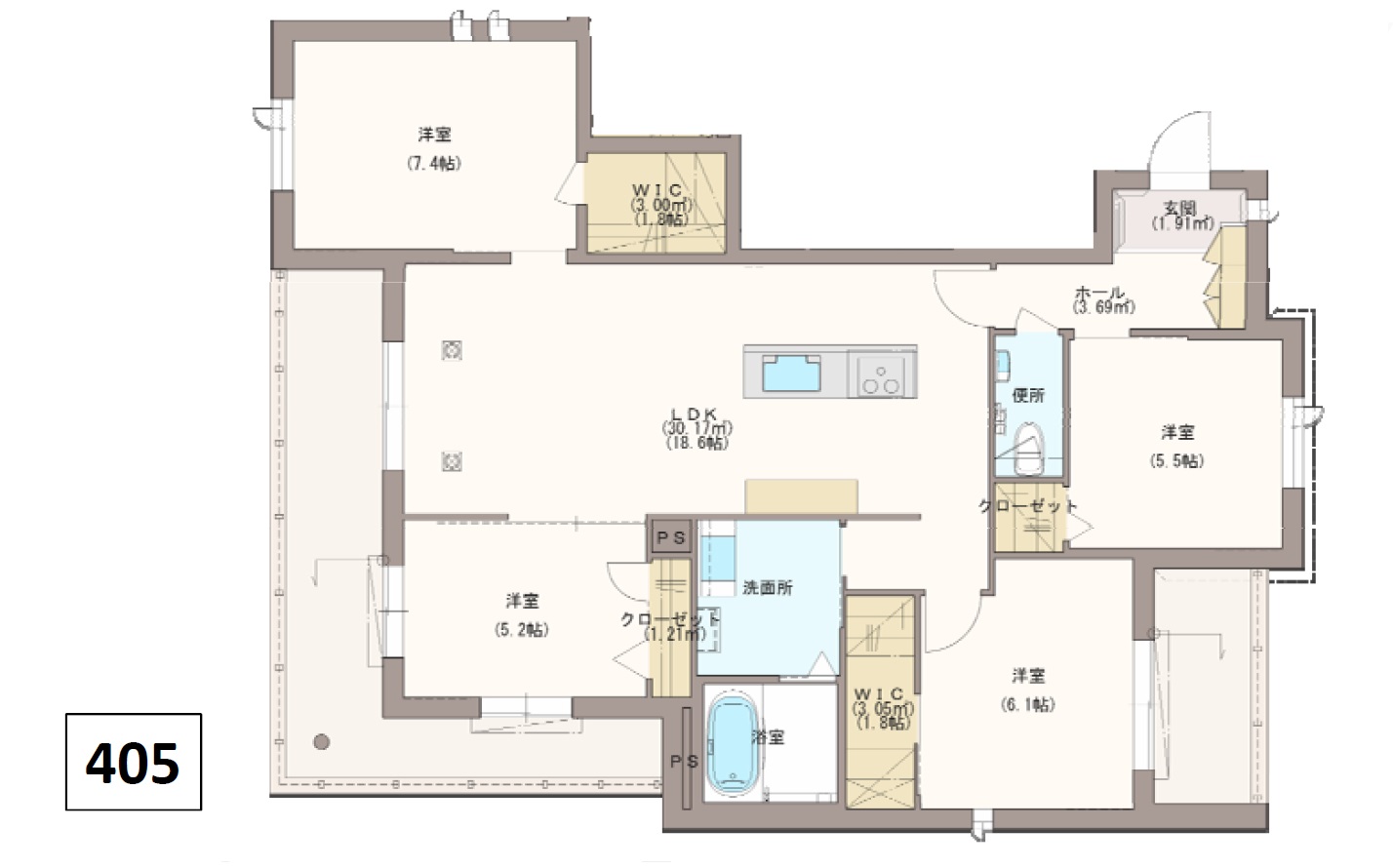 熊本市中央区新大江のマンションの間取り