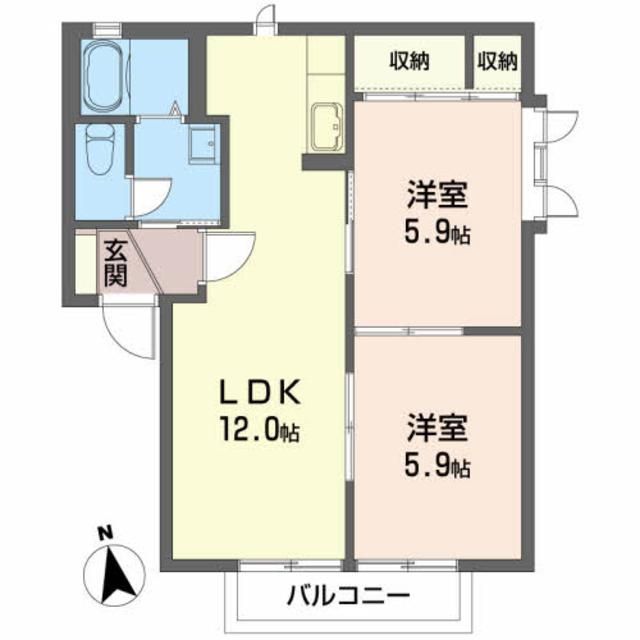 郡山市新屋敷のアパートの間取り