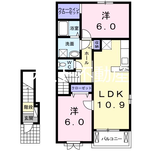 【薩摩川内市国分寺町のアパートの間取り】