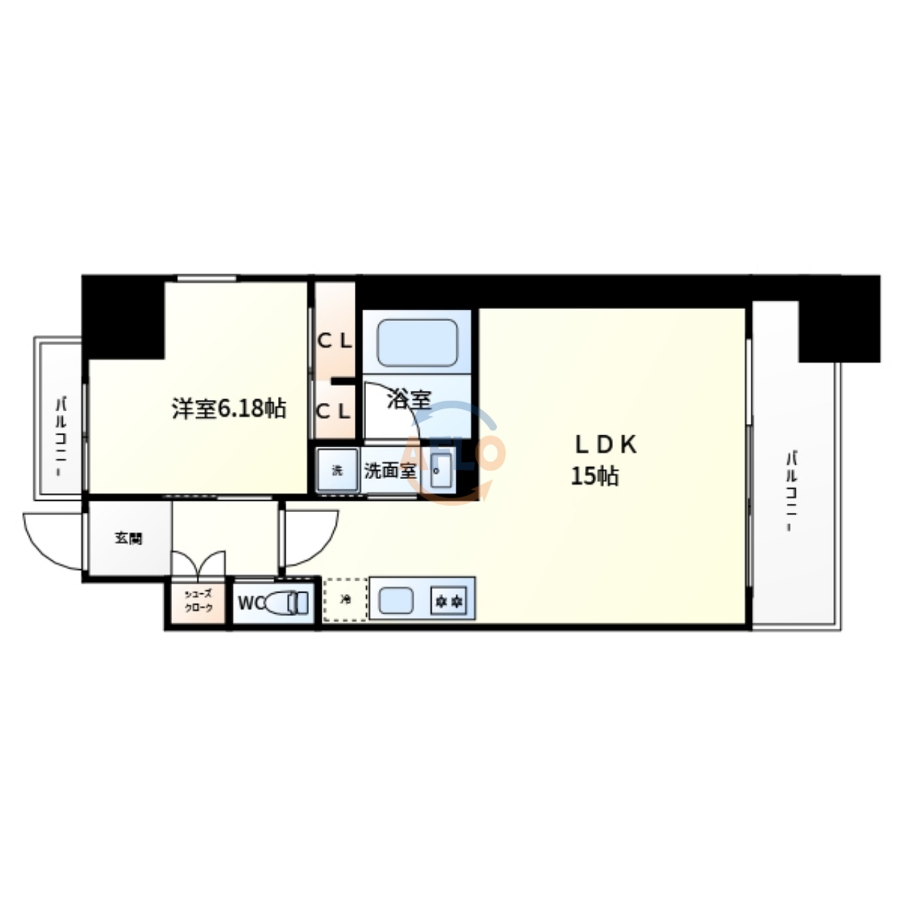 大阪市住吉区万代東のマンションの間取り