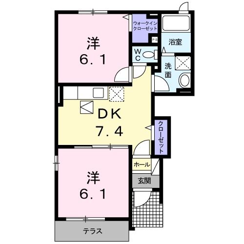 大牟田市大字岬のアパートの間取り