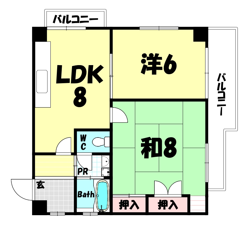 神戸市中央区中山手通のマンションの間取り