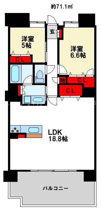 ファーネスト白木原駅前ルクシアの間取り