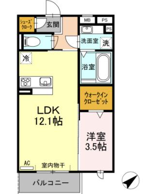 知立市牛田町のアパートの間取り