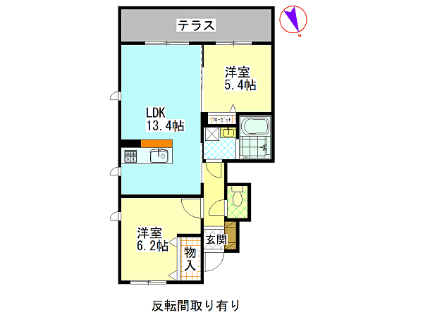 広島市安佐南区長楽寺のアパートの間取り