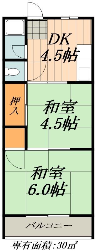 名古屋市中川区長良町のアパートの間取り