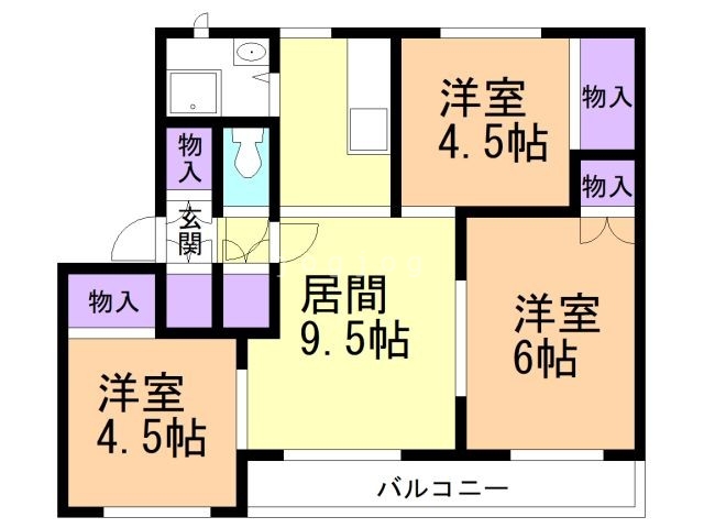 美唄市西四条南のマンションの間取り