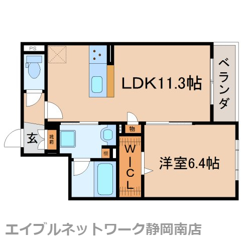 静岡市駿河区中田のマンションの間取り