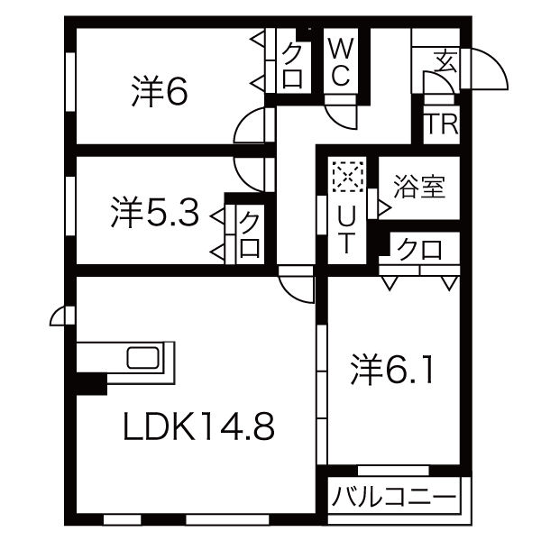北海道札幌市中央区南二十条西１２（マンション）の賃貸物件の間取り