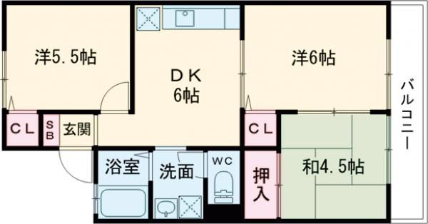 枚方市田口山のアパートの間取り