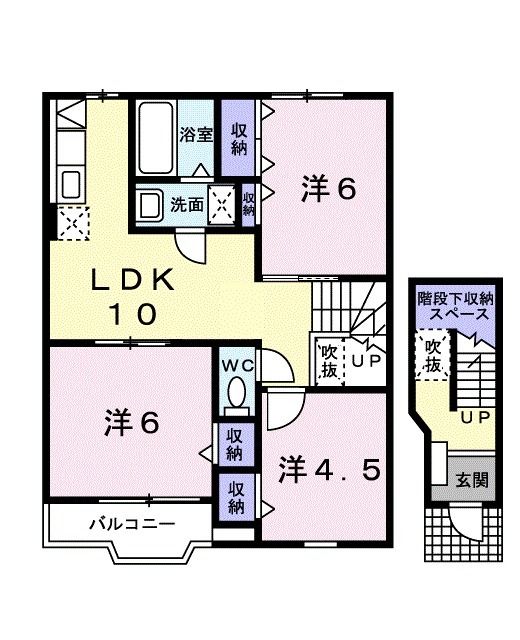 東広島市安芸津町風早のアパートの間取り