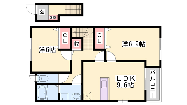 加古郡播磨町南大中のアパートの間取り