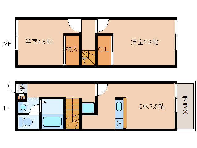 大和郡山市馬司町のアパートの間取り