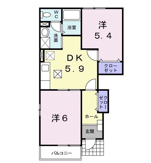 相馬市小野のアパートの間取り