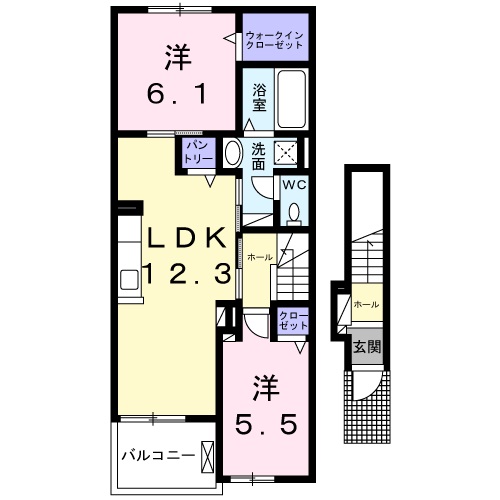 明石市大久保町松陰のアパートの間取り