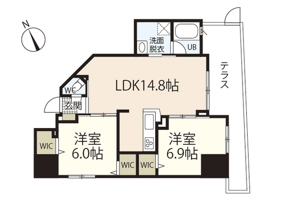 広島市中区白島九軒町のマンションの間取り