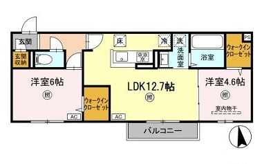 広島市安佐北区三入のアパートの間取り