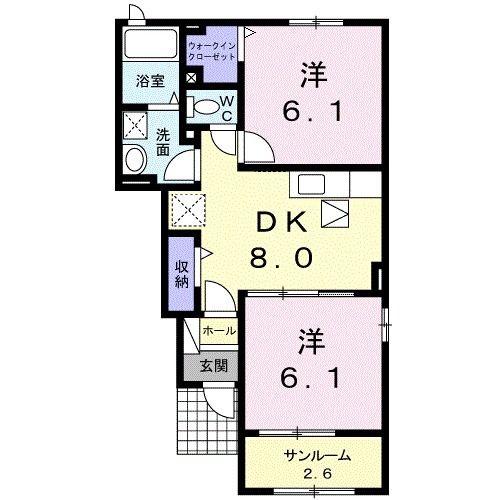 鹿児島市喜入瀬々串町のアパートの間取り