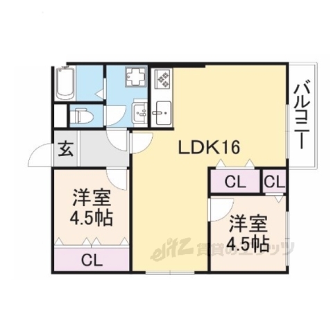 【枚方市南楠葉のマンションの間取り】