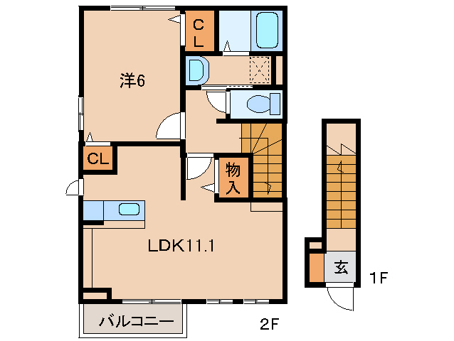 岩出市南大池のアパートの間取り