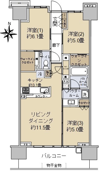シティハウス与野ステーションコートの間取り