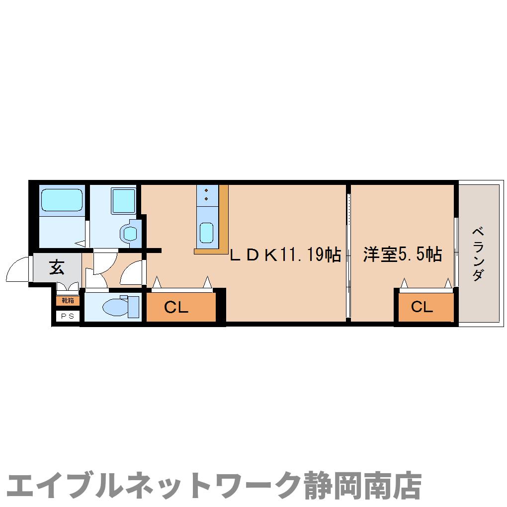 静岡市駿河区中野新田のマンションの間取り