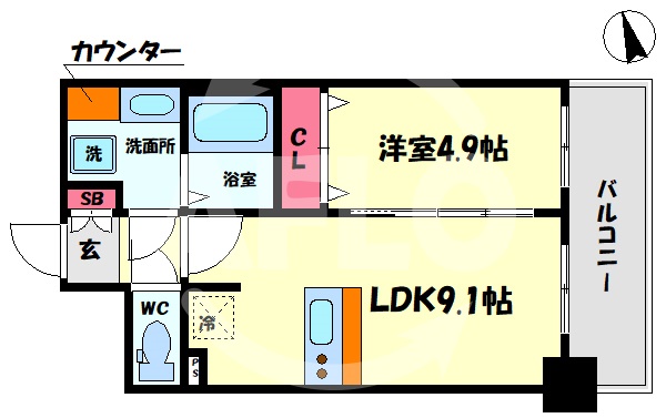 プレサンスOSAKA DOME CITYビーツの間取り