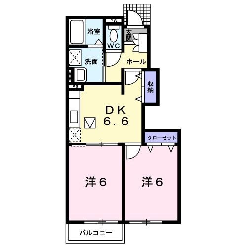 新潟市北区かぶとやまのアパートの間取り