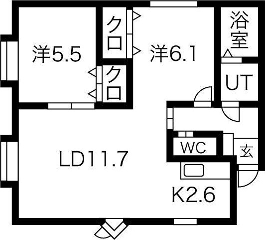 札幌市西区二十四軒三条のアパートの間取り