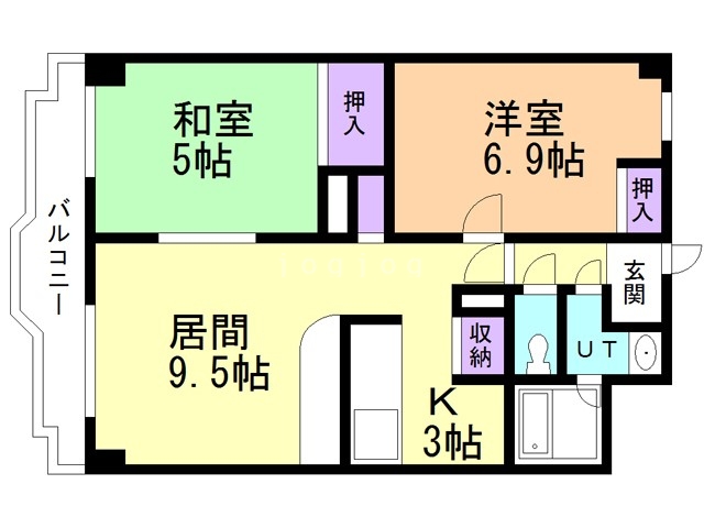 函館市栄町のマンションの間取り