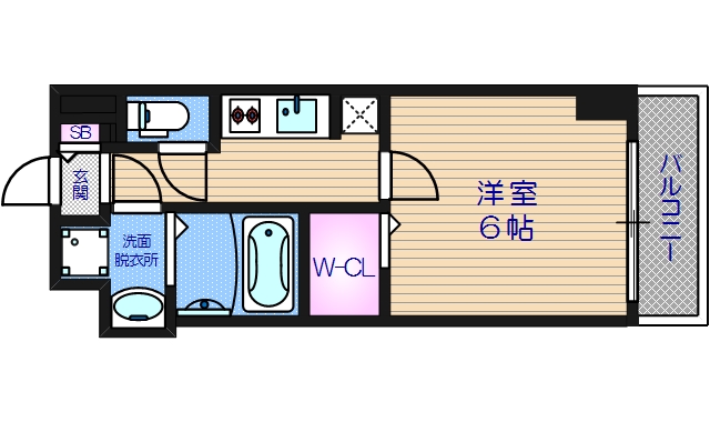 大阪市浪速区難波中のマンションの間取り