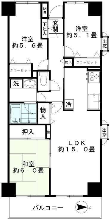 江東区北砂のマンションの間取り