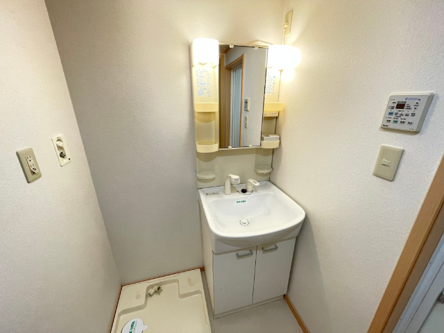 洗面設備　忙しい朝に嬉しいシャワー付き洗面化粧台です