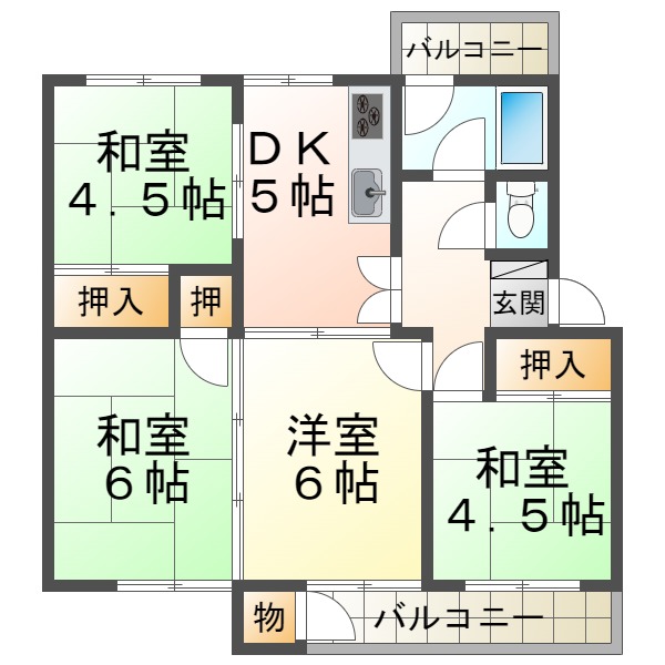 狩口台住宅42号棟の間取り写真