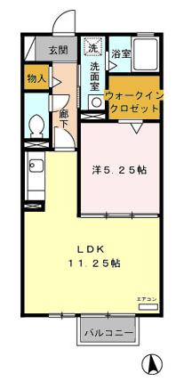 名古屋市緑区桶狭間神明のアパートの間取り